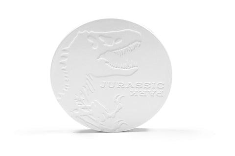 Jurassic Park Tyrannosaurus Rex Logo Coaster | Single Heavy Duty Ceramic Dinosaur Coaster | 4 Inches Round