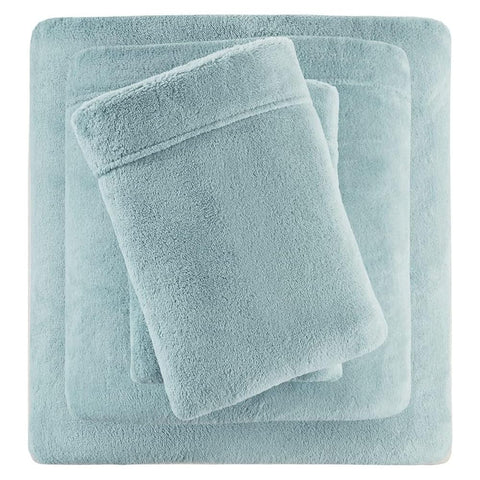 Oakestry 3Pc True North Soloft Plush Bed Sheet Set 14" Deep Pocket Soft Cozy Fleece Sheets, Matching Pillow Case, Twin, Aqua