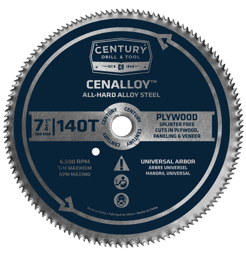Century Drill & Tool 08206 Cenalloy Plywood Circular Saw Blade 7-1/4" by 140T