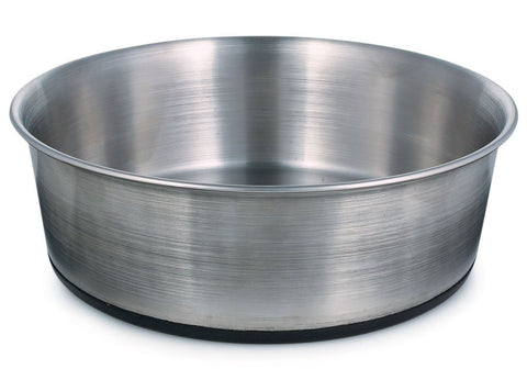 Proselect Stainless Steel Dog Bowl with Rubber Base, 8-Inch, 52-Ounce