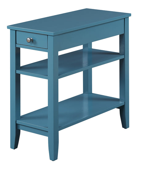Convenience Concepts American Heritage Chairside End Table with Drawer 23.5" - Classic Living Room Table with Storage Shelf, Bedroom Nightstand, Blue