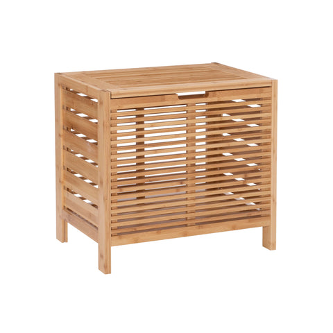 Linon Amzn0327 Finn Bamboo Bathroom Hamper, Brown