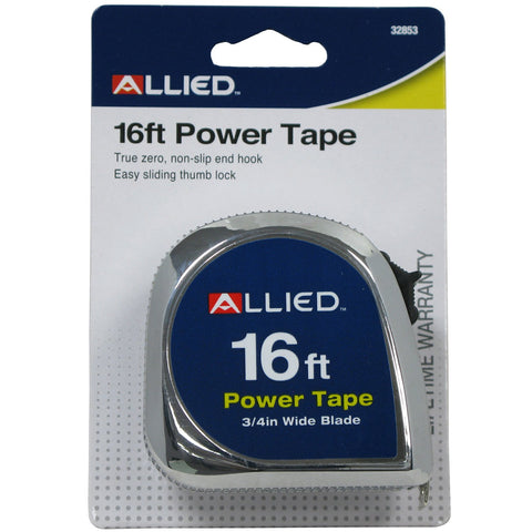 Allied Tools 16' X 3/4" STEEL TAPE MEASURE,Chrome,32853
