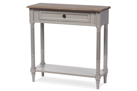 Baxton Furniture Studios Edouard French Provincial Style Distressed Two Tone 1 Drawer Console Table, White Wash