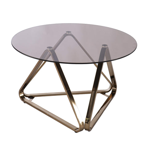 SEI Furniture Stondon Round Smoked Glass 31" Cocktail Table, Champagne