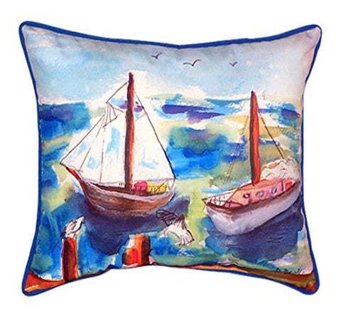 Betsy Drake Two Sailboats Indoor/Outdoor Pillow, 20" x 24"