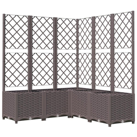 vidaXL Garden Planter with Trellis - Brown Polypropylene Planter for Climbing Plants - 47.2"x47.2"x53.5"
