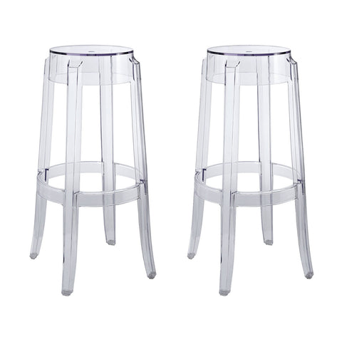 Modway Casper Bar Stool, Clear, Set of 2