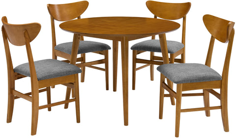 Landon 5-Piece Round Dining Table Set For 4 Acorn - Table & 4 Wood Back Chairs