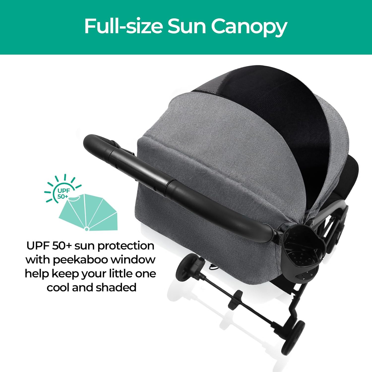 Mompush Lithe Lightweight Stroller, Compact One-Hand Fold Travel Stroller for Airplane Friendly, Reclining Seat and Large Canopy, with Rain Cover & Travel Carry Bag & Cup Holder