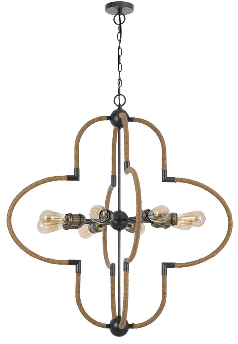 Cal 60W x 8 Tahoka Metal Chandelier with Burlap Wrapped Frame