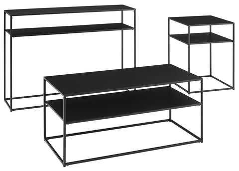 Braxton 3-Piece Coffee Table Set Matte Black - Coffee Table, Console Table, & End Table
