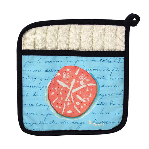 Betsy Drake PT092B Coral Sand Dollar Blue Pot Holder