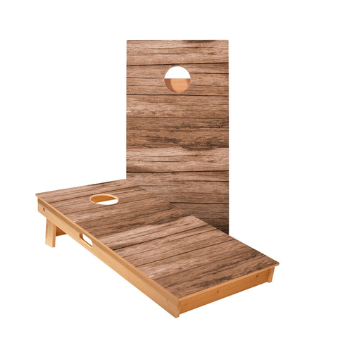 Skip's Garage Horizontal Barn Wood Cornhole Boards - Includes (2) Boards (Resin Bags) + (2) Hole Lights & (2) Edge Lights