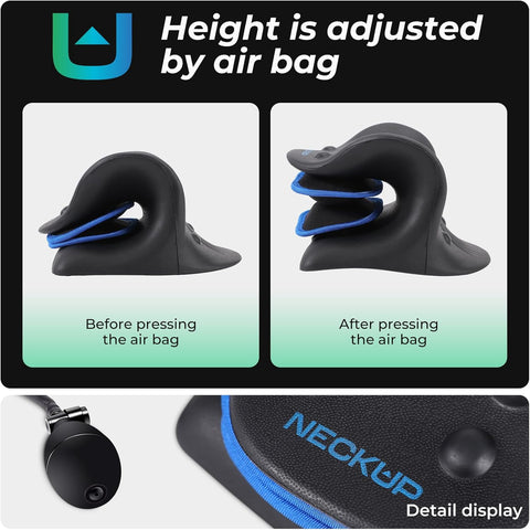 NECKUP Advanced Airbag Neck Stretcher for Neck Pain Relief || Ergonomic Cervical Spine Relief, Enhanced Traction Pillow Design, Portable Neck Pain Alleviator || Neck and Shoulder Relaxer