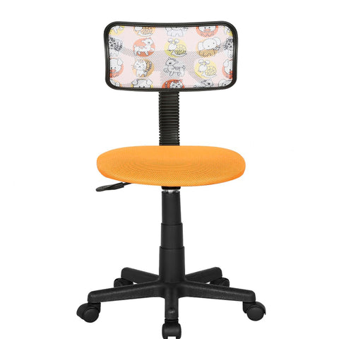JJS Home Small Rotating Office Desk and Chair Set, Breathable Mesh Low Back Adjustable Ergonomic Seat, Space-Saving Study Work Stool, Animal