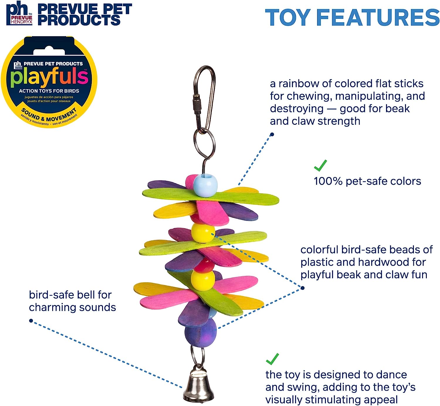 Prevue Hendryx Stick Staxs Flower Power Bird Toy