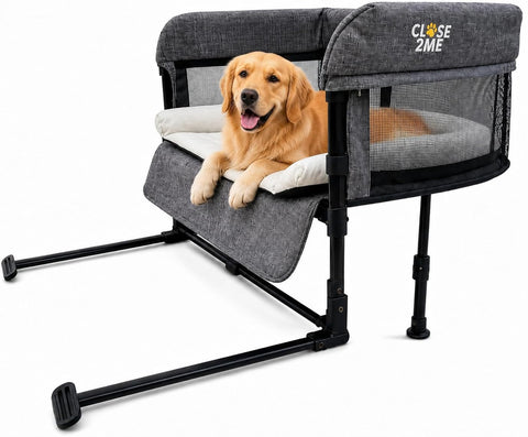 Englacha Close2Me Elevated Pet Bed - Bedside Mattress for Cats and Small Dogs - Comfortable, Cozy Design with Tool-Free Installation - Foldable for Easy Transport, Carry Bag Included