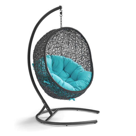 Modway EEI-739-TRQ-SET Encase Swing Outdoor Patio Lounge Chair, With Stand, Turquoise