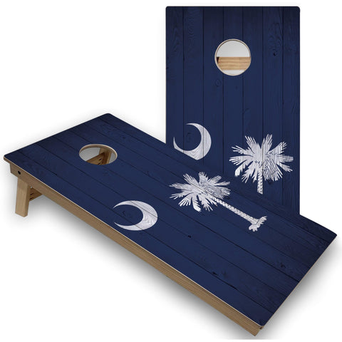 Skip's Garage South Carolina Flag All-Weather Cornhole Boards - PVC - Include Edge Lights