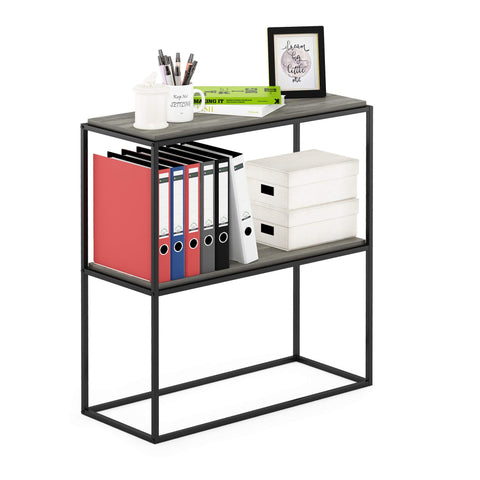 Furinno Moretti Modern Wide Stackable Metal Shelf, French Oak Grey