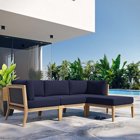 Modway Clearwater Sectional, 4-Piece Set, Gray Navy