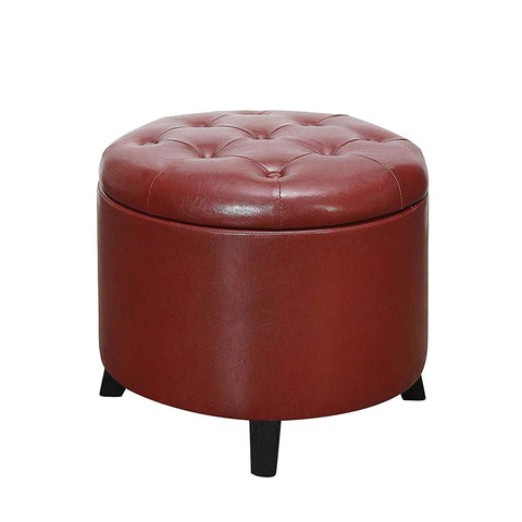 Convenience Concepts Designs4Comfort Storage Ottoman, Burgundy Faux Leather