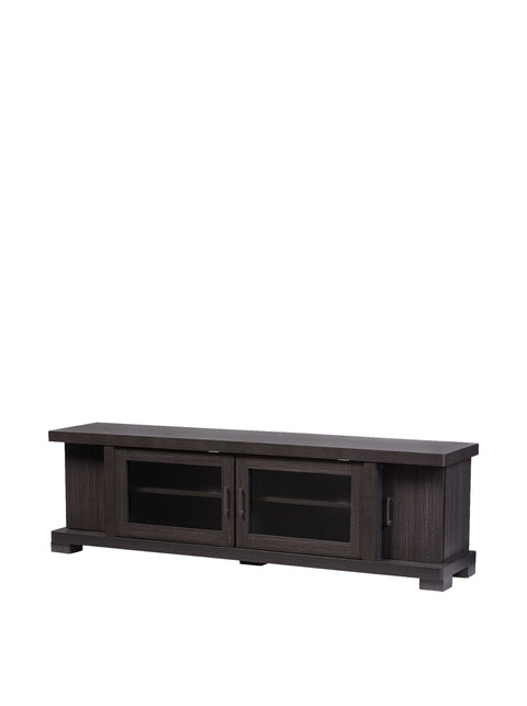 Wholesale Interiors Baxton Studio Viveka 70-Inch Greyish Dark Brown Wood TV Cabinet with 2 Glass Doors and 2 Doors