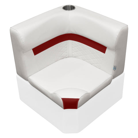Wise DLX133-1906 DLX Series Pontoon Corner Cushion Set - White/Crimson Red