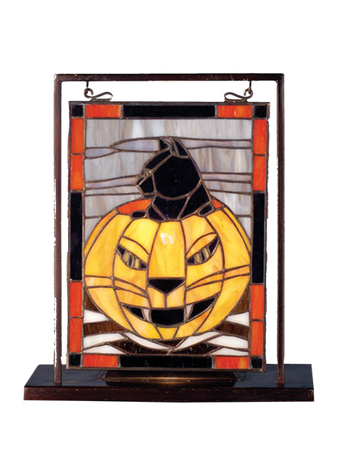 Meyda Tiffany 69140 Tiffany/Mica Mini Tabletop Window from Halloween Collection in Black Finish, 5.00 inches