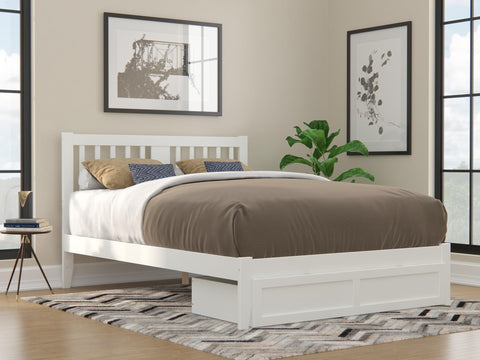 Tahoe Queen Bed with Foot Drawer and USB Turbo Charger in White