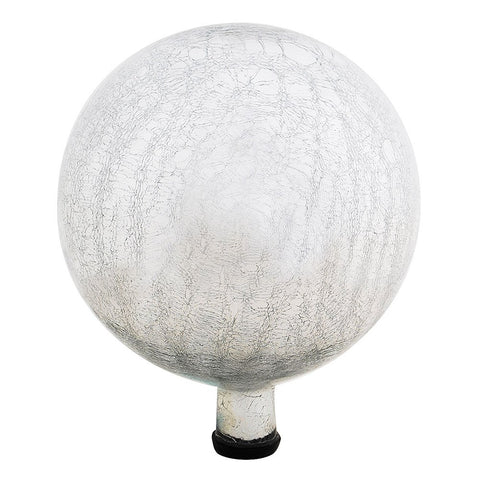 Achla Designs 12-Inch Crackle Gazing Globe Ball, Silver