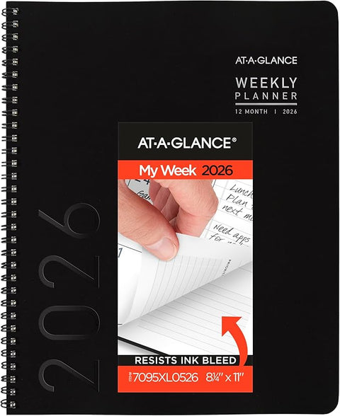 Contemporary Lite Weekly/Monthly Planner 11 x 8.25 Black Simulated Leather Cover 12-Month (Jan to Dec): 2026