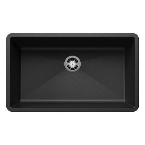 BLANCO, Anthracite 440149 PRECIS SILGRANIT Super Single Undermount Kitchen Sink, 32" X 19"