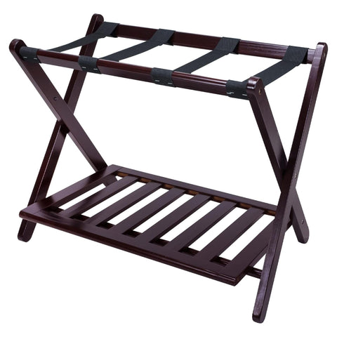 Oakestry Solid Wood Foldable Luggage Rack Hotel-Style Suitcase Stand for Guest Rooms, Fully Assembled, Durable Hardwood with Strong Straps, Space-Saving Folding Design