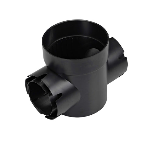 NDS 201 Round Spee-D Catch Basin Drain, 2 Outlets, Connects to 3-Inch and 4-Inch Drain Pipes, Manages Light Water Flows, 6-Inch, Plastic, Black