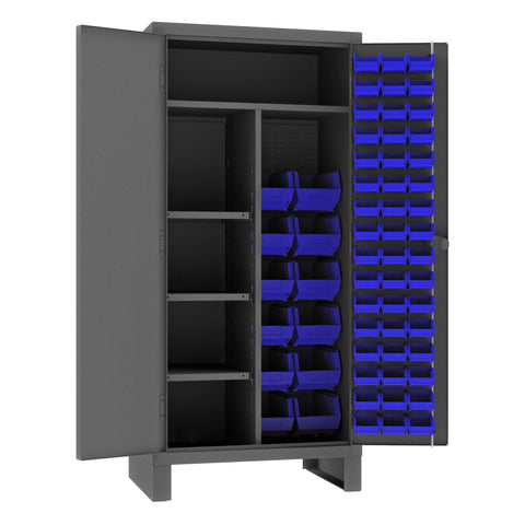 Durham HDJC243678-60-4S5295 Cabinet, 24X36, 4 Shelf, 60 Blue Bins