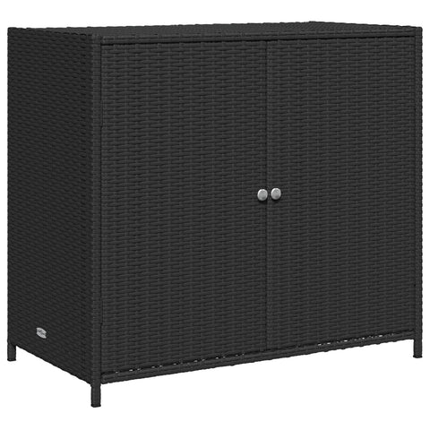 vidaXL Outdoor Storage Box 80 Gal Deck Box PE Rattan with Water-Resistant Bag, Black 32.7"x17.7"x29.9" for Patio Tools & Accessories, Poly Rattan Storage Cabinet, Garden Storage Furniture