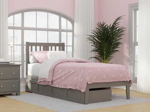 Tahoe Twin Extra Long Bed with USB Turbo Charger and 2 Extra Long Drawers in Grey