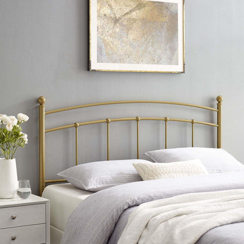 Modway Abigail King Metal Headboard in Gold