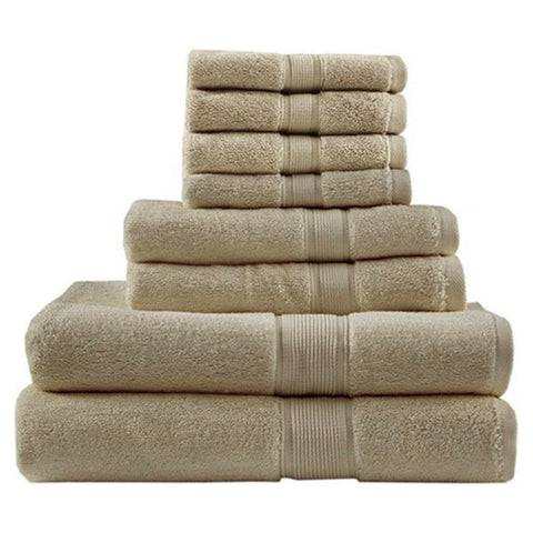 Madison Park 800GSM Bathroom Towel Set of 8 100% Cotton Bath Towel Set for Bathroom Luxurious Highly Absorbent 2 Bath Towels 2 Hand Towels 4 Washcloths Quick Dry Spa Quality Beige