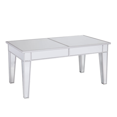 SEI FURNITURE Southern Enterprises Mirage Cocktail Table - Mirror Finish w/Silver Trim - Glam Style