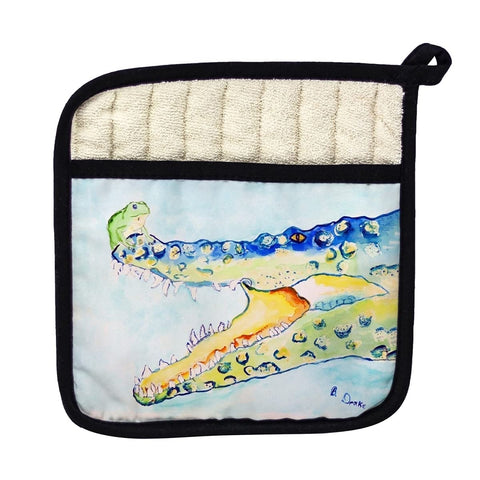 Betsy Drake PT1004 Crocodile & Frog Pot Holder