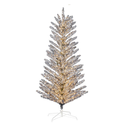 Vickerman 7' Vintage Aluminum Artificial Christmas Tree, Warm White Low Voltage LED Wide Angle 3mm Lights - Faux Christmas Tree - Seasonal Indoor Home Decor