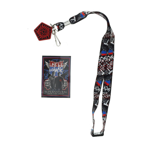 Supernatural Hell and Back Lanyard with Removable ID Badge Holder and Anti-Possession Rubber Charm | Keychain for Office, Staff, Students