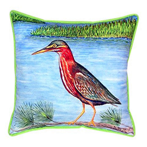 Betsy Drake Green Heron II Indoor/Outdoor Pillow, 20" x 24"