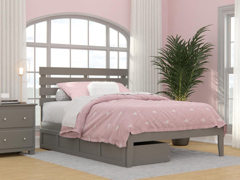 Oxford Full Bed with USB Turbo Charger and 2 Drawers in Grey