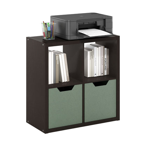 Furinno CUBICLE Book Shelf, 4-Cube Bookshelf, Extra Thick Frame Reversible Bookcase with Open Back, 14.6" x 30" x 30", for Living Room, Bedroom, Home Office, Black Dark Oak