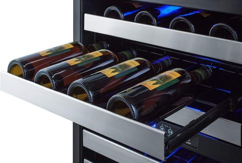 Summit Appliance SWC532BLBISTPNR Commercially Approved Dual Zone 24" Wide Built-In Wine Cellar with Panel-Ready Glass Door, Full Extension Shelves, Digital Thermostat and Black Cabinet
