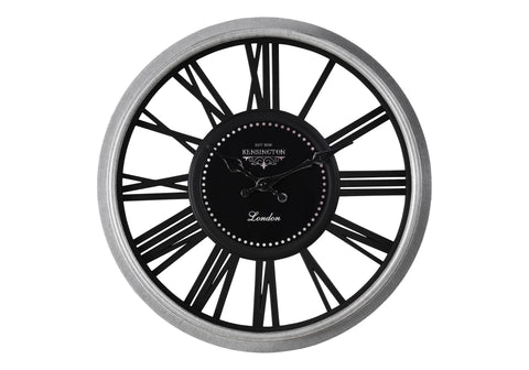 Monarch Specialties I 9086 Clocks, 16" Round, Wall Clock, Silver, Black, Transitional